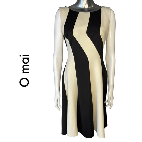 O Mai Sleeveless Colour Block Dress Black Tan Back  Zipper Size Medium - Picture 1 of 7